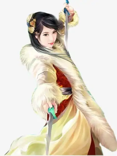  皮衣双剑侠女古风手绘png图片素材免费下载png格式400533像素熊猫办公