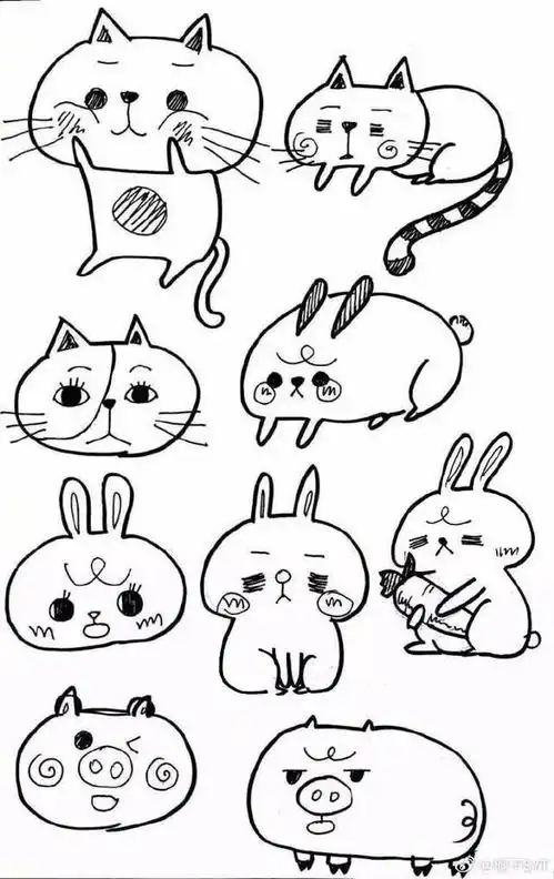  一只笔就能搞定的可爱黑白简笔画手账必备