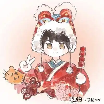  新年超喜庆的情侣头像2022新年很萌的卡通情头合集