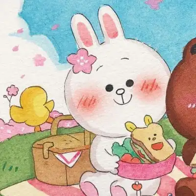  兔和熊情侣头像一左一右,可爱熊兔情头