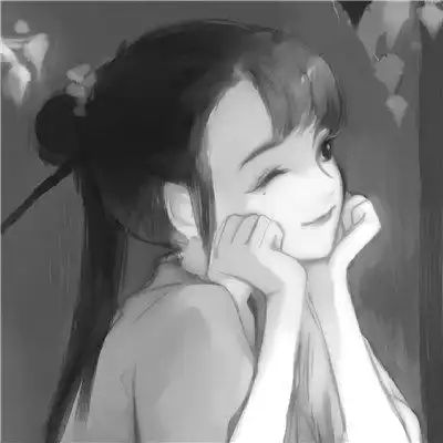  古风动漫情头黑白漫画一对