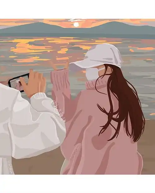  抖音超火,无任何水印,18组情侣头像一动漫文字插画等