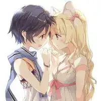  文艺情侣插画图片情侣相爱的唯美可爱插画图片