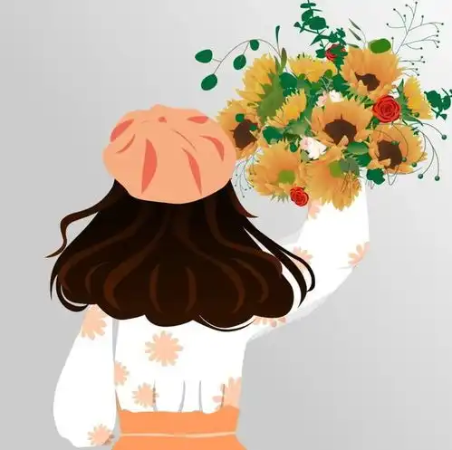  头像军人头像男生女生头像情侣头像手绘手捧花人物头像