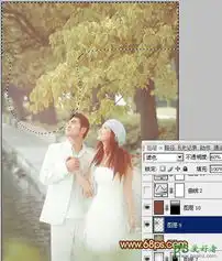  ps影楼婚片后期调色教程给树林里的情侣婚片调出黄色艺术效果9