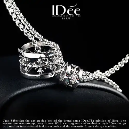  简约情侣配饰,坚定美好爱情法国idee情侣款项链时尚吊坠饰品