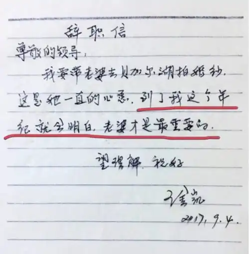  浪漫辞职信老婆才是最重要的