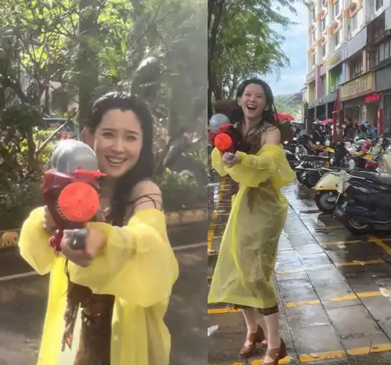  森林北泼水节穿一层薄纱被喷到捂脸还有摄影专拍,汪峰不在身旁