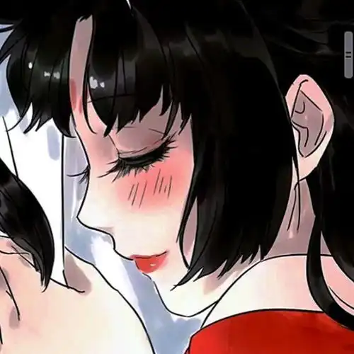  红色手绘古风女生头像