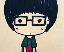  求一个涂鸦手绘的背景纯蓝色的小女孩头像