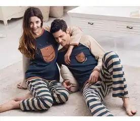  情侣家居服女人睡衣男女纯棉长袖长裤春季舒适情侣睡衣套装a172