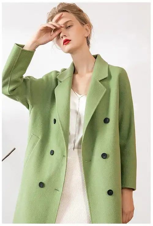  施悦名女装2020新款双面羊绒大衣女中长款修身欧美风毛呢外套女a