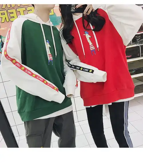  g2018年春装新款男士长颈鹿卡通印花连帽套头卫衣情侣