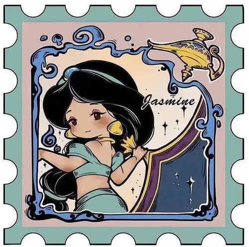 邮票风的迪士尼公主,艾莎女王气场强大,白雪公主有点可怕
