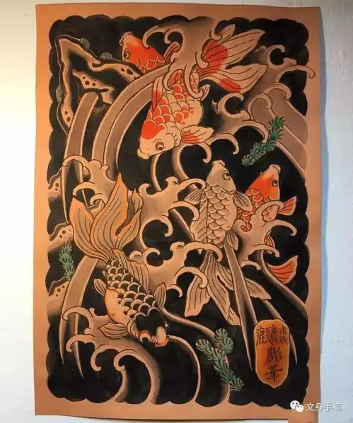  日式传统大满背22张文身手稿