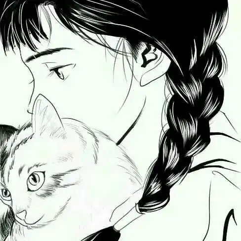  猫与黑发少女