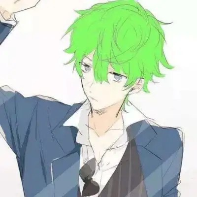  绿头发动漫头像高清男二次元绿色头发男生头像