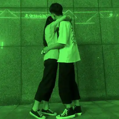  绿色头像情侣一对好看的情侣头像一男一女绿色系列