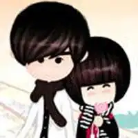  怦然心动的情侣头像卡通娃娃版2人在一起的,很萌,很可爱