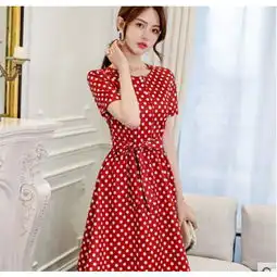  道北2019春夏新款韩版波点女大码短袖时尚连衣裙图片大全邮乐官方网站
