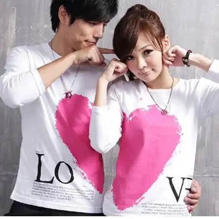  韩版春秋长袖t恤印花情侣装弹力修身舒适百搭圆领t恤717t13图片大全邮乐官方网站