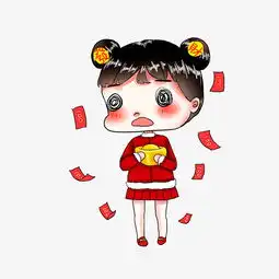  财运财神新年春节发财暴富手绘卡通人物女孩图片素材其他格式下载动漫人物大全