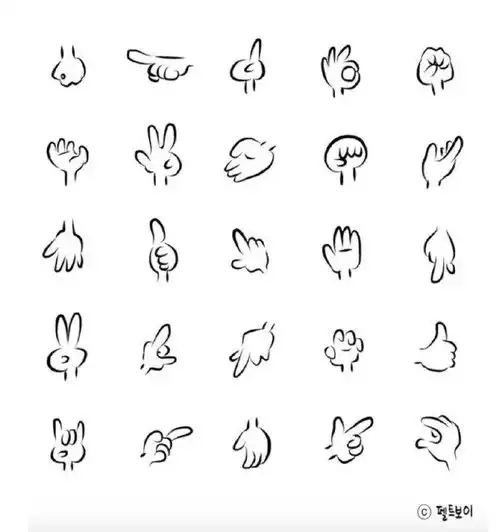 插画素材一组q版插画人物手部的绘画参考