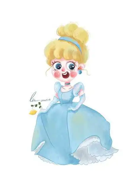  插画版的迪士尼公主,乐佩公主粉嫩可爱,茉莉公主气质优雅