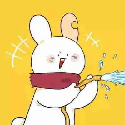  其情侣头像,一个黄色背景,兔子拿着水枪喷