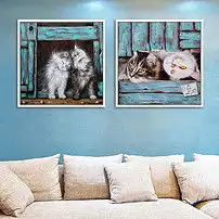  可爱猫咪北欧简约手绘油画客厅卧室装饰画图片设计素材高清模板下载26.80mb油画装饰画大全
