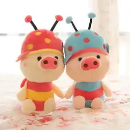  iloop正版新品瓢虫蜜蜂猪毛绒玩具公仔可爱婚庆节日儿童女生娃娃40cm