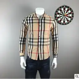  秋冬季新款格子衬衫男长袖韩版经典商务衬衣修身打底上衣情侣款