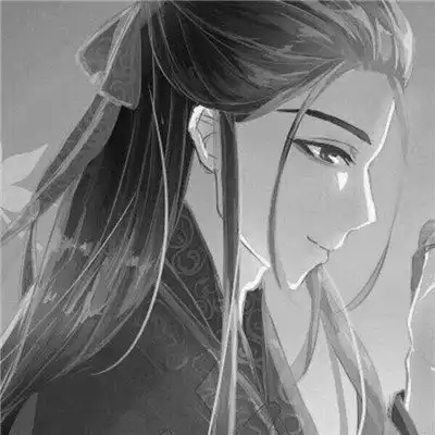  古风动漫情头黑白漫画一对