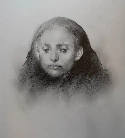  美女画家,对素描有很深的理解