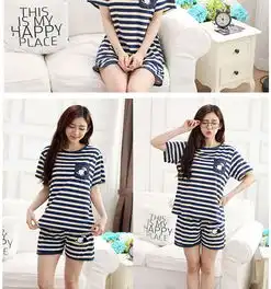  19.9包邮睡衣女2件套可外穿睡衣女短袖夏季修身可爱少女字母睡衣家居服