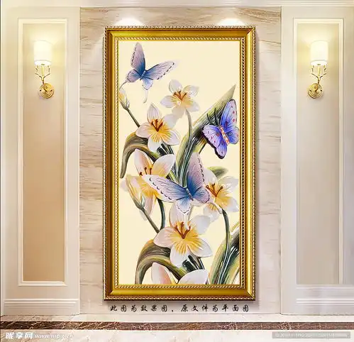  百合花玄关画设计图室内广告设计