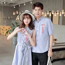  情侣装夏装连衣裙中长款学生