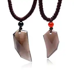  芭法娜天然冰种黑曜石男女情侣款狼牙吊坠项链