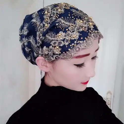  穆斯林时尚纱巾帽子新款回族头巾盖头纱巾头套包头巾