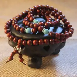  红酸枝佛珠手链108颗8mm男女款仿紫檀木情侣手串念珠玛瑙隔珠