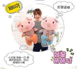  奇酷chikool软体羽绒棉背带猪卡通毛绒玩具情侣憨憨猪年公仔节日礼物