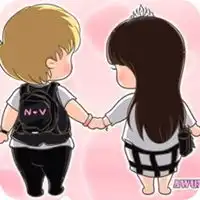  怦然心动的情侣头像卡通娃娃版2人在一起的,很萌,很可爱