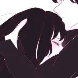  黑暗冷酷动漫情侣头像一左一右扎女孩的小辫子