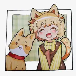  原创手绘萌系少女和狗图片素材其他格式下载动漫人物大全