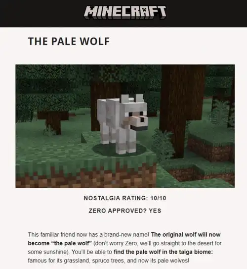  我的世界官方宣布将对狼类生物实施大升级