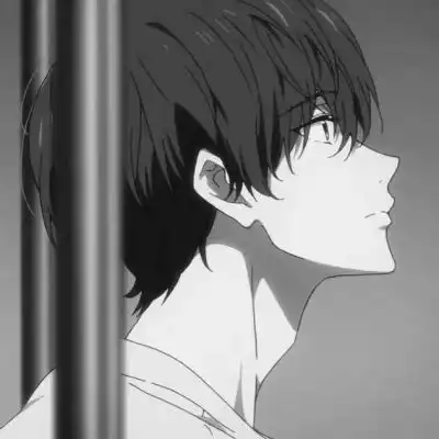  动漫黑白男生头像伤感