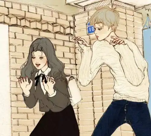  甜齁的情侣插画,看得人脸红心跳想恋爱网友呵,这该死的爱情