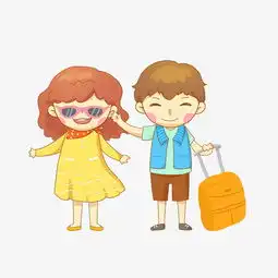  推着行李箱一起出游的情侣免抠png素材图片素材其他格式下载动漫人物大全