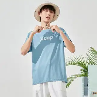  特步半糖系列t恤男女同款2021秋口袋diy运动短袖