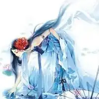  动漫女生侧脸头像要求最好是蓝色头发不是的也可以伤感的披头的带一点古风